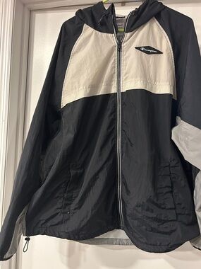 Champion Black and Cream Colorblock Hooded
